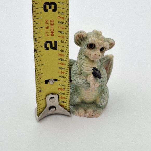 Vintage 1993 Stone Critter Littles Green Dragon SCL 114 Made in the USA Fantasy - Picture 2 of 11